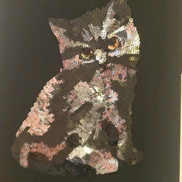 Black sequin Kitty adjustable strap size small tank top - Picture 3 of 4